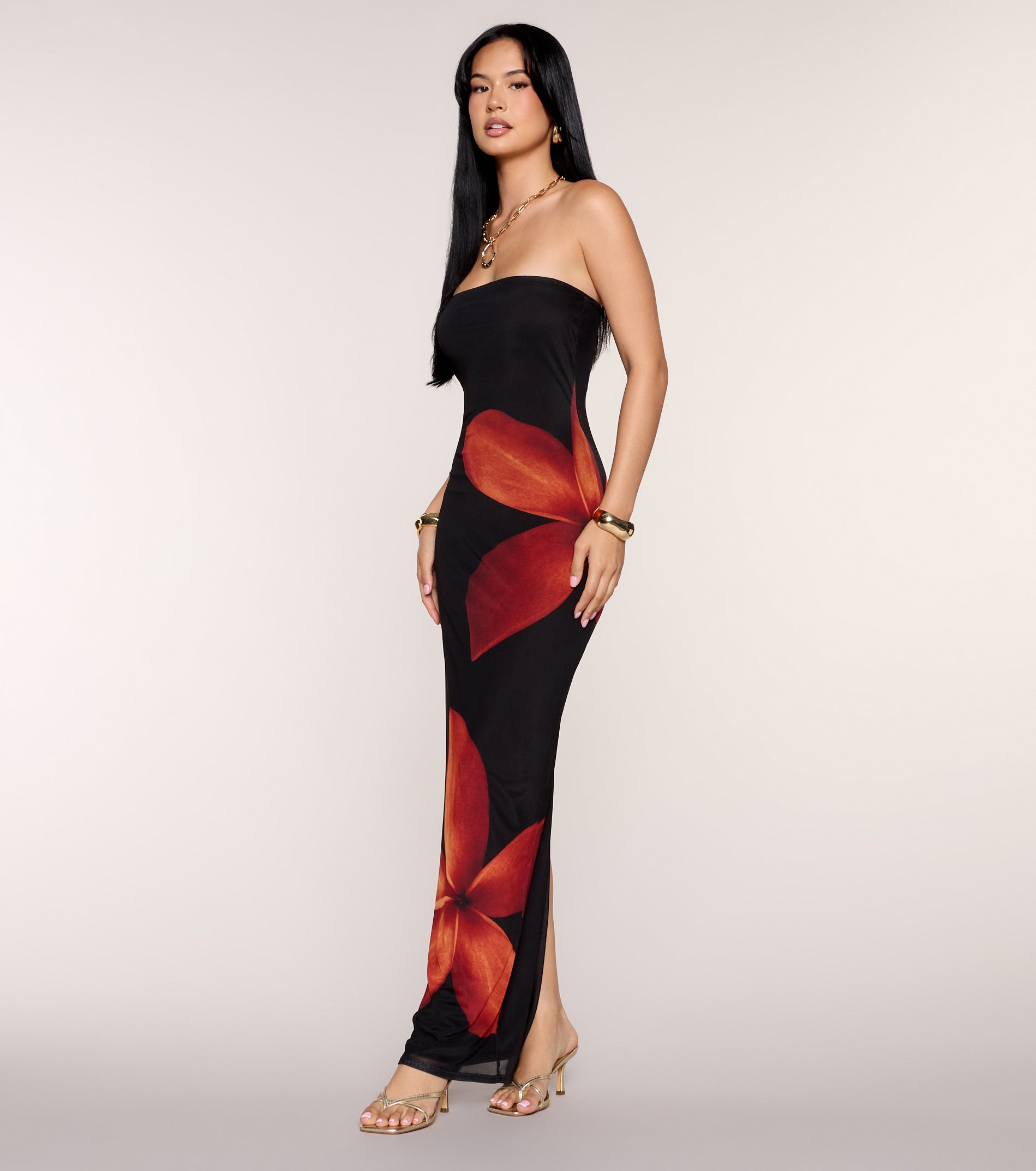 Vacay Mode Tropical Floral Maxi Tube Dress