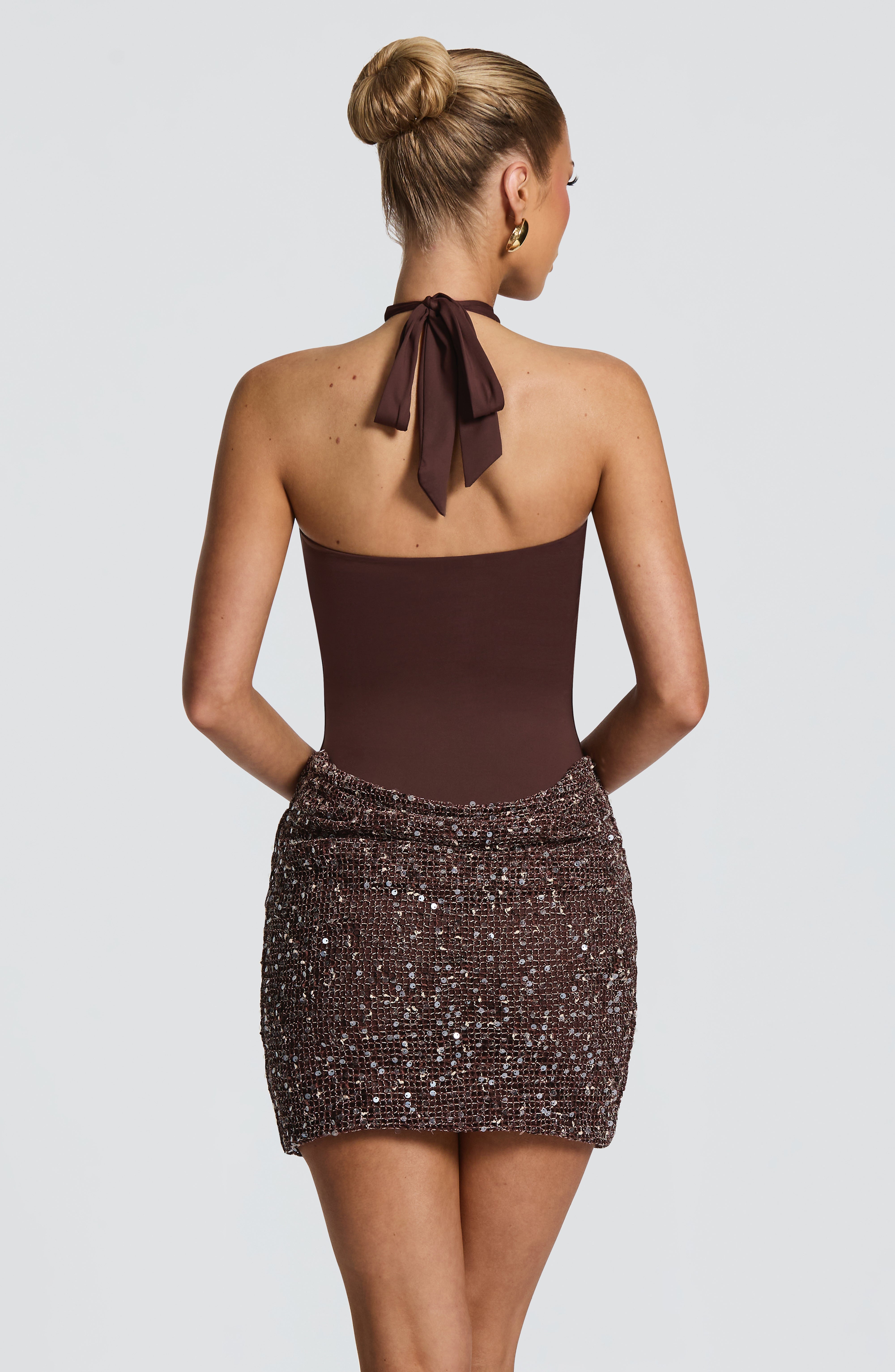 Solea Mini Dress - Plum Brown