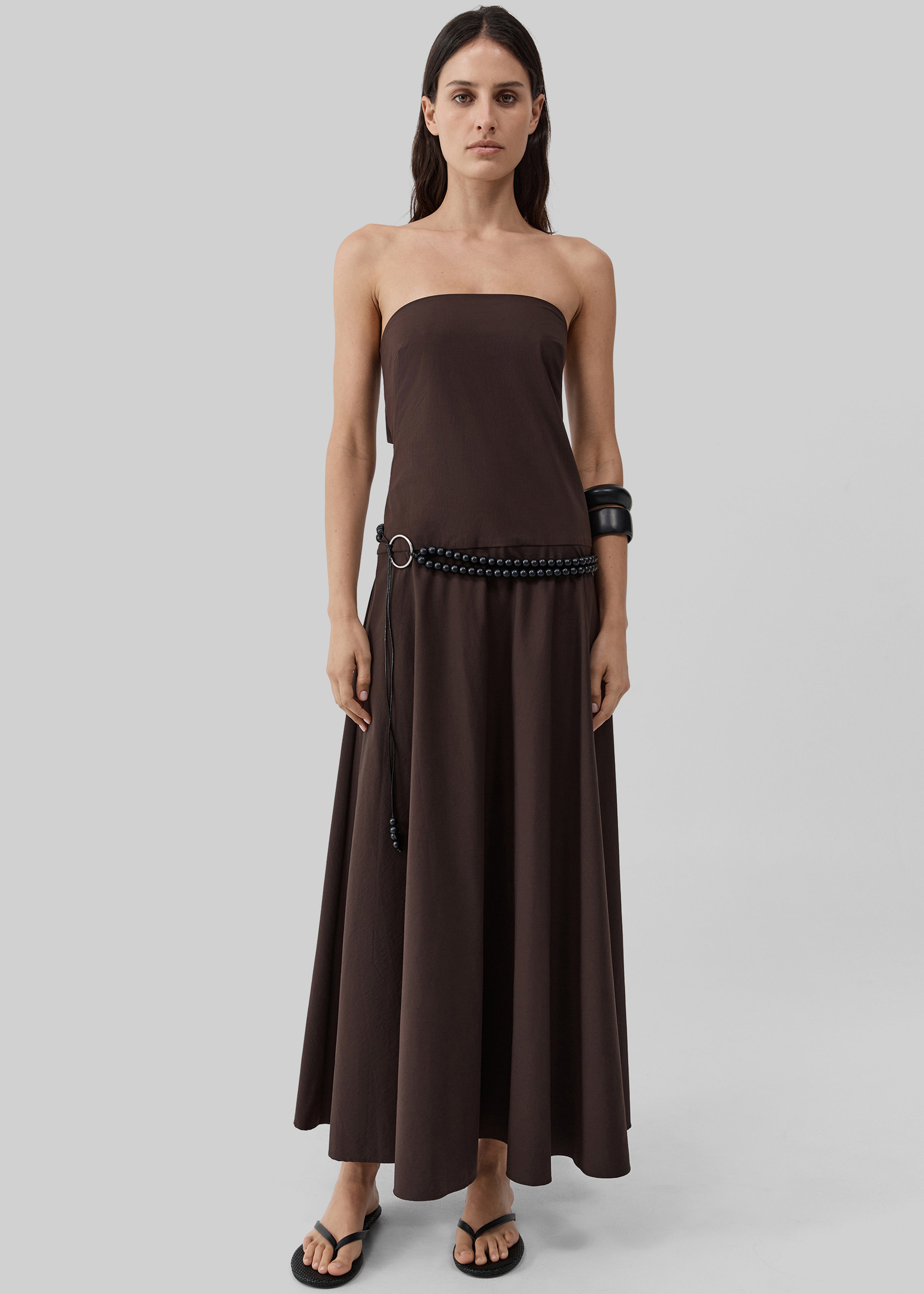 St. Agni Strapless Rouleau Dress - Bark
